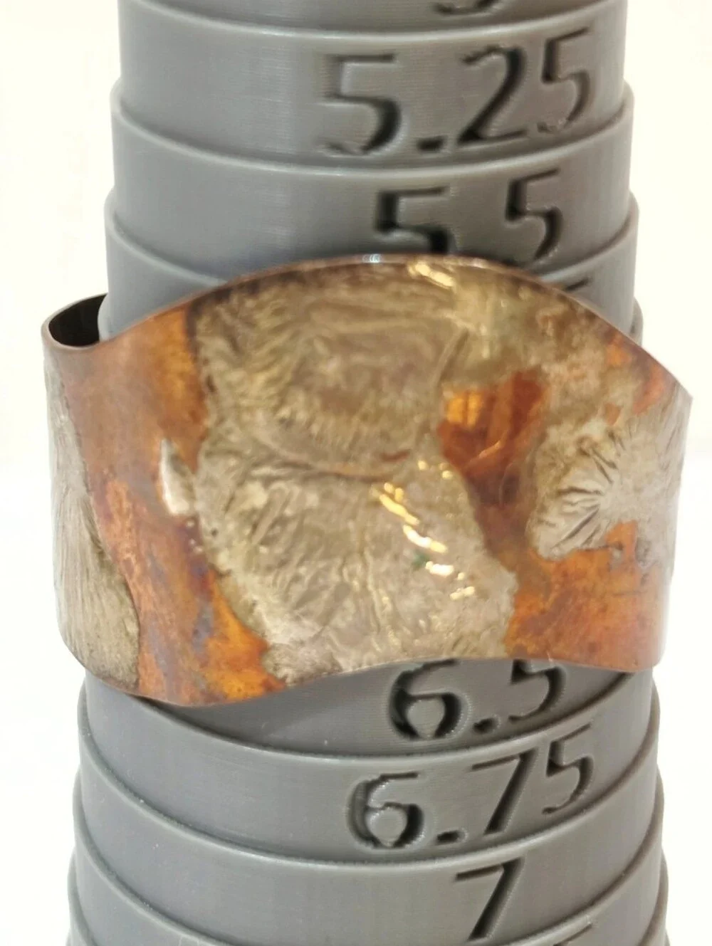Handcrafted Copper Cuff Bracelet w/ Fused Sterling Silver Textured Design